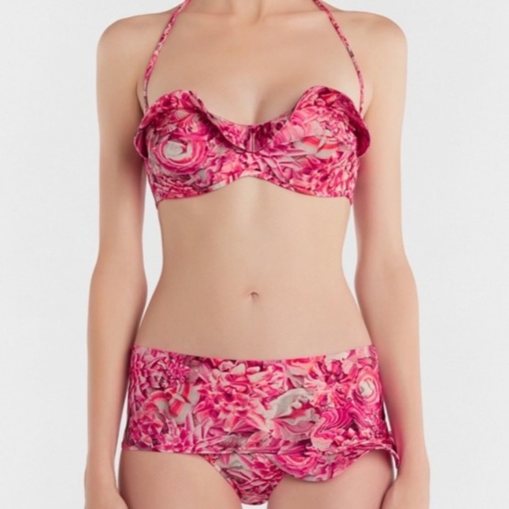 La Perla Blue Ruffle Bikini Bottom Size XS NWT
